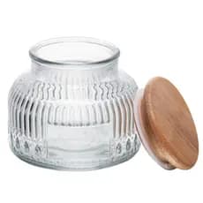 Pote com Tampa de Bambu Lyor Lumi 330ml Vidro