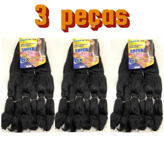 Kit 3 Pacotes Cabelo Jumbo Tranças Box Braid Total 1200Gramas