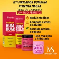 Kit Firmador Bumbum + Gel Redutor Pimenta Negra + Sebo de Carneiro–Uso Profissional | Anti‑Celulite