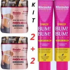 GEL BUMBUM PERFEITO – Kit 2 Gel Redutor de MedidasPimenta Negra + 2 Firmador Bumbum Premium – Rhenuks