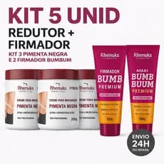 Kit 5 Unid – 3x Gel Redutor Pimenta Negra + 2x Firmador Bumbum Premium Rhenuks
