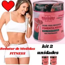 CREME REDUTOR DE MEDIDAS PIMENTA NEGRA, KIT 2 x 200grs – Ativador da Circulação - Rhenuks