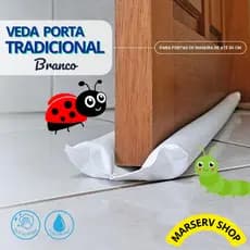 Veda Porta Tradicional: Barreira Contra Insetos e Poeira Protetor Eficiente Lavável na cor Branco