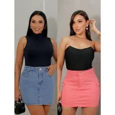 Kit saia feminina: saia jeans + saia cargo feminina com bolso - look versatil e moderno