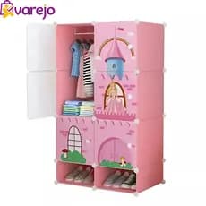 Guarda-Roupa Infantil Castelo Rosa Modular com Portas | Organizador de Roupas e Sapatos