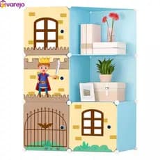 Guarda Roupa Infantil Portátil Castelo Masculino com Portas Azul Modular