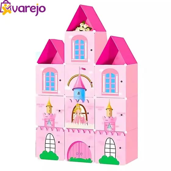Organizador Infantil Modular Castelo Princesa com Portas Rosa