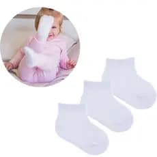 Kit 3 / 6 / 12 Pares Meias 0 à 4 anos Infantil Bebê Branco / Preto Menina Menino