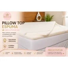 Pillow Top Espuma D20 400 Fios Branco Lavável Ant mofo -  - Protetor Extra Macio para Camas BOX
