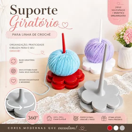 Suporte Giratório para Linha de Crochê