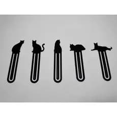 Kit 5 Marcadores De Página Gato Preto Silhueta Clip Para Livros Leitura Criativo
