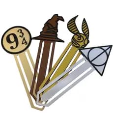 Kit 4 Marcadores De Página Harry Potter Relíquias Pomo De Ouro Chapéu Mágico Geek