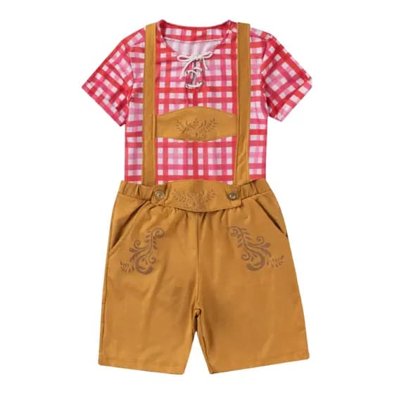 Conjunto Fantasia Infantil Menino Oktoberfest Fritz Trajes Alemã de Palco Cultural da Cerveja
