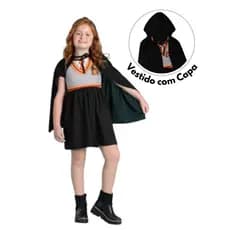 Fantasia Infantil Menina Harry Potter Vestido Hermione Halloween Grifinória
