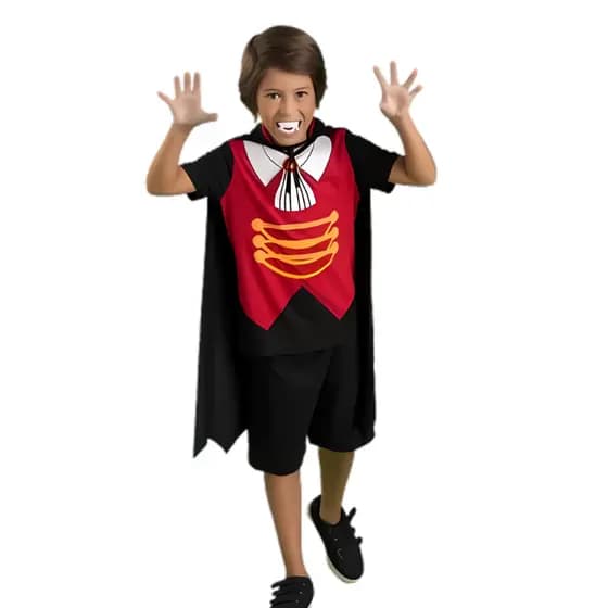 Fantasia Infantil Drácula Capa Vampiro Festa Fantasia Carnaval Halloween