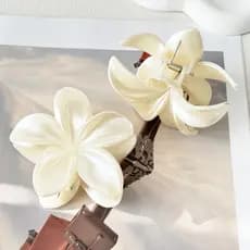 Garra De Cabelo De Flor Acrílica Elegante Branca , Grandes Grampos Florais Para Mulheres , Perfeitos E Meninas