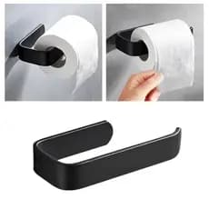 suporte porta papel higiênico de parede banheiro preto fosco
