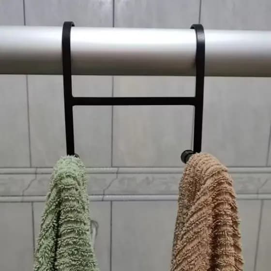 Suporte Porta Toalha Duplo Para Box Preto fosco