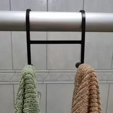 Suporte Porta Toalha Duplo Para Box Preto fosco