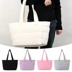 Sacola Feminina Grande Capacidade com Múltiplos Bolsos, Estilo Casual, Bolsa de Mão ou Transversal