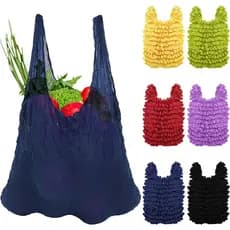 Sacos Elásticos Mágicos De 6 Peças , Sacolas De Compras Expansíveis Plissadas De Grande Capacidade , Sacola Dobrável Reu