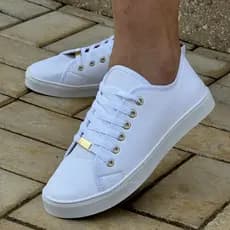 Tenis Feminino Casual Costurinha Branco Confortável - Sapatênis Leve e Básico
