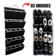 Kit 3 Sapateira de Porta Vertical 20 Bolsos - Organizador de Sapato Resistente e Moderno