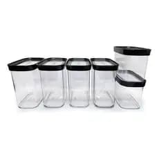 Kit Conjunto de 06 Potes Herméticos para Mantimentos Acrílico