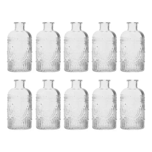 Kit 10 Vasos Decorativos 12,5 Cm Vidro Flores Solitário