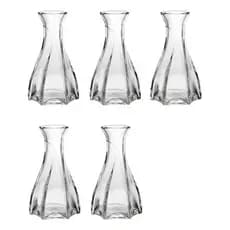 Kit 5 Vaso Decorativo 12cm Vidro Flores Solitário Resistente