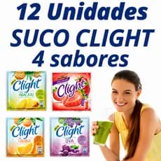 Kit 12 Suco Clight Refresco Em Pó Zero Açúcar 4 Sabores Mix Vitaminas
