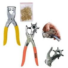 Alicate Para Ilhós Manual + Vazador 6 Furos p/ Couro Cinto Chinelo Artesanato Kit Completo