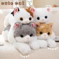 Simulação Gatos De Pelúcia Sentados Bonecos Bone