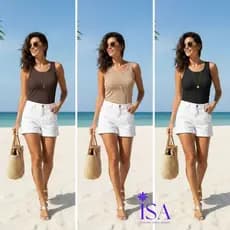 Kit COM 3 Regata feminina LISA regata canelada básica dia a dia regata blogueira americana Verão