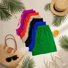 Short Duna Feminino - Short Feminino Básico Verão Leve shortinho Casual Cintura Alta VÁRIAS CORES