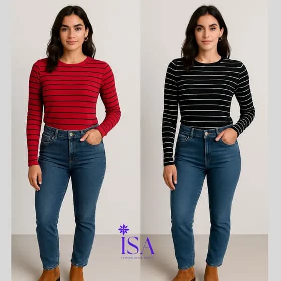 KIT 2 Blusa Feminina LISTRADA Manga Longa – Casual Segunda Pele Tecido Macio