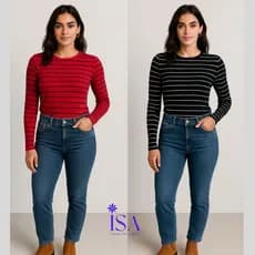 KIT 2 Blusa Feminina LISTRADA Manga Longa – Casual Segunda Pele Tecido Macio