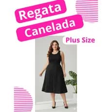 Regata Canelada Plus Size Feminina - Blusa Básica Com Alças largas e confortável