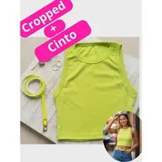 Cropped Feminino Regata Canelada com ou sem Cinto/Veste Tamanho P e M/Tamanho Único