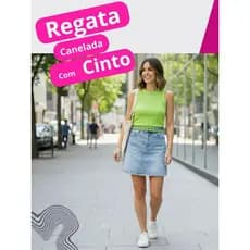 Kit regata feminina canelada com cinto - tamanho único - regata básica feminina - blusa - blusinha
