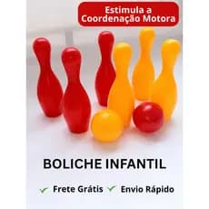 Brinquedo Jogo boliche Infantil colorido plástico 6 pinos e 2 bolas - Estimula a cordenação motora