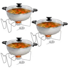 Kit 3 Réchaud 6,5L Panela Alumínio Buffet Festas Confraternização Restaurante Bistrô