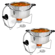 Kit Panelas 2 Rechaud Cubas Grandes 6L Panela Para Buffet Banho Maria Festas Restaurante