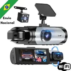 Câmera Veicular Automotiva Tripla Gravador Dashcam Câmera Monitoramento WiFi