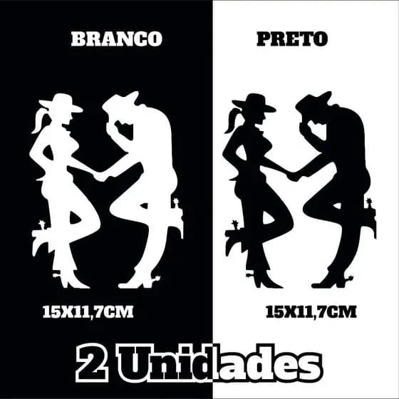 Adesivo Casal Cowboy Cowgirl | Vinil Recorte | Para Carro, Moto, Caminhonete | Resistente Sol e Chuva