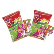 Bom bom bum chupete pirulito.  kit 1,2,3 sacolas. 24 unidades/ Pirulitos  Sabores mixto