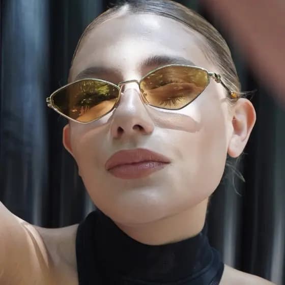Óculos De Sol Femininos , Com Sombra De Metal Losango Da Moda