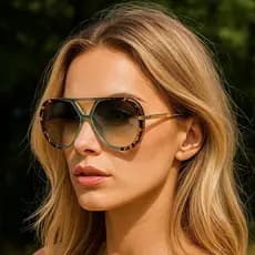 Óculos De Sol Femininos , Piloto De Feixe Duplo De Armação Grande Da Moda Masculina E Feminina