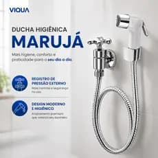 Chuveiro Higiênico Luxo Banheiro Cromado Ducha Higiênica Viqua Chuveirinho Higiênico e Branco ABS
