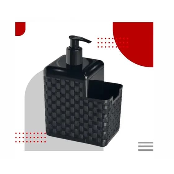 Porta Detergente Sabão 2 em 1 Com Suporte Para Bucha Esponja Rattan